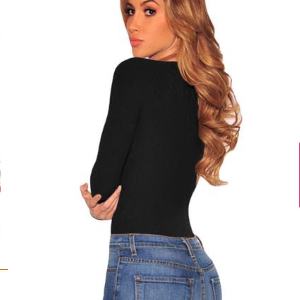 49 black ribbed full sleeve bodysuit - Picture 4 of 5